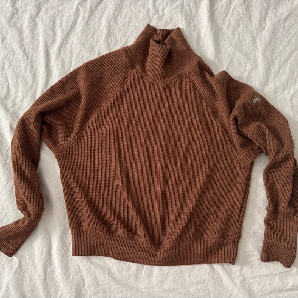 ALO Yoga Women's Warm Brown Cowl Neck Sweater